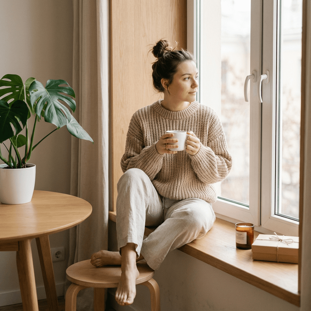 Уличная фотосессия нейросетью — минималистичный стиль: lifestyle ИИ-портрет по своему селфи (на городской улице)