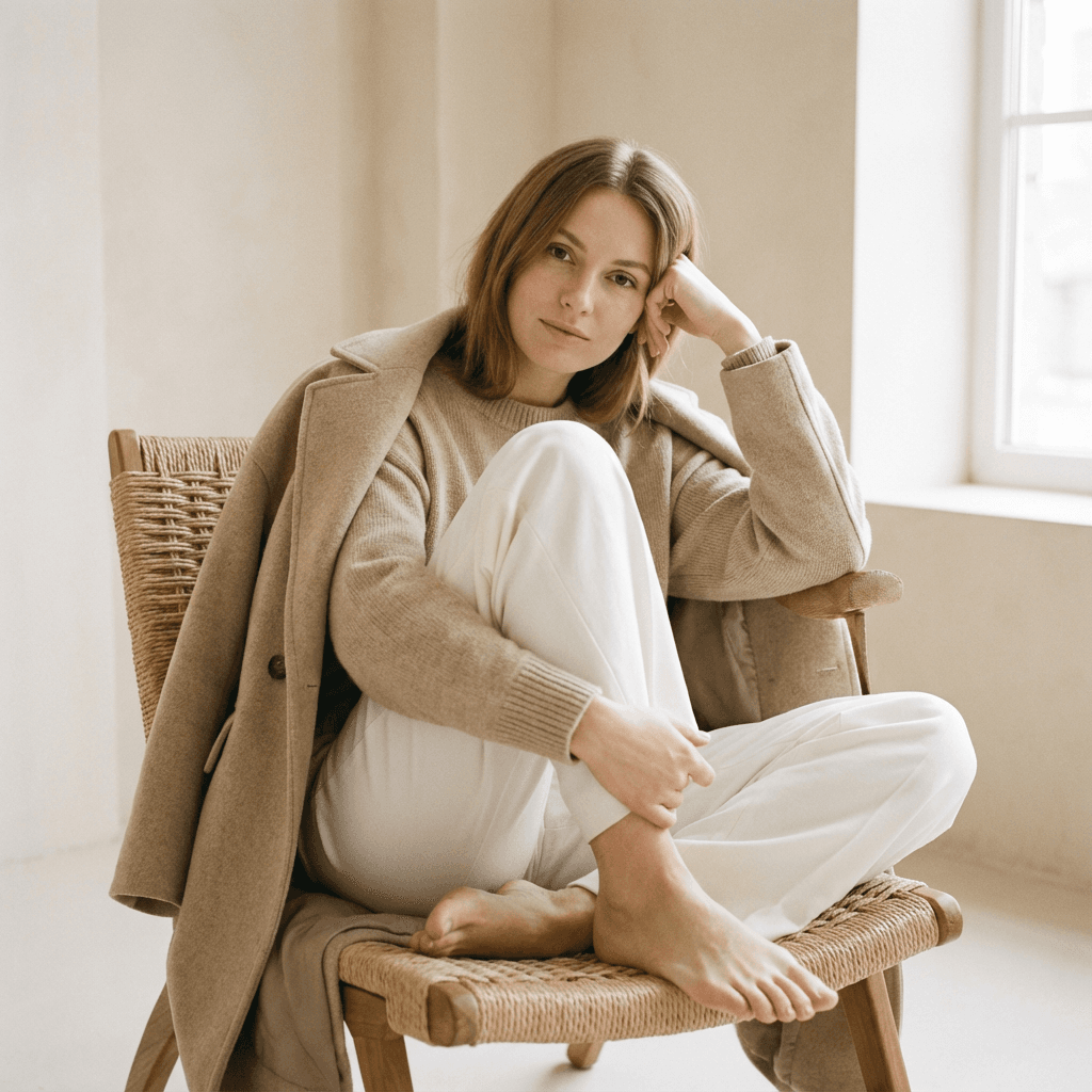 Уличная фотосессия нейросетью — минималистичный стиль: lifestyle ИИ-портрет по своему селфи (с минималистичным фоном)