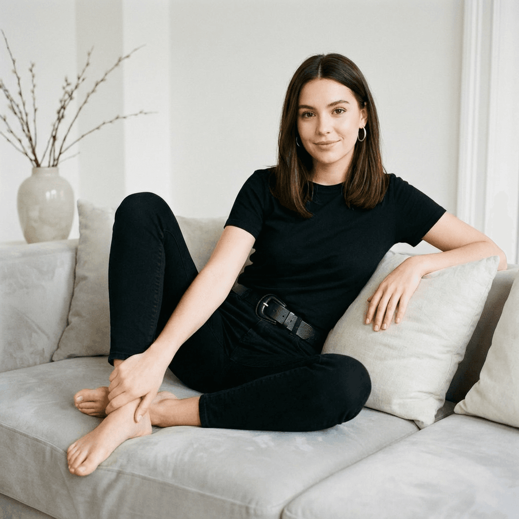 Уличная фотосессия нейросетью — минималистичный стиль: lifestyle ИИ-портрет по своему селфи (со светом золотого часа)