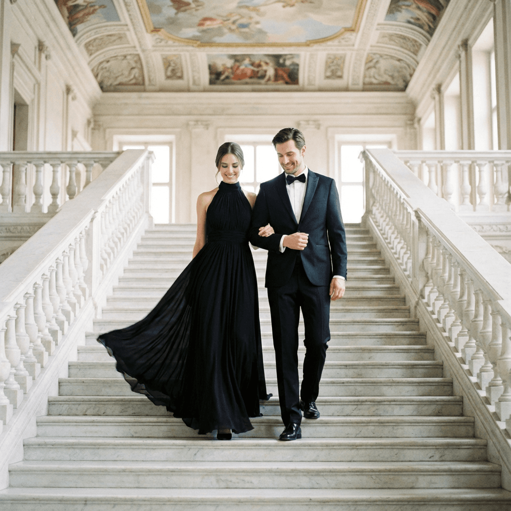 Love-story фотосессия нейросетью — love-story: романтичный кадр пары по двум селфи (в нежной цветовой гамме)