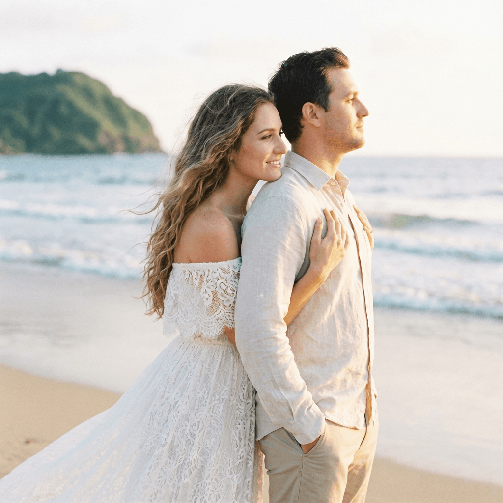 Love-story фотосессия нейросетью — love-story: романтичный кадр пары по двум селфи (в lifestyle настроении)