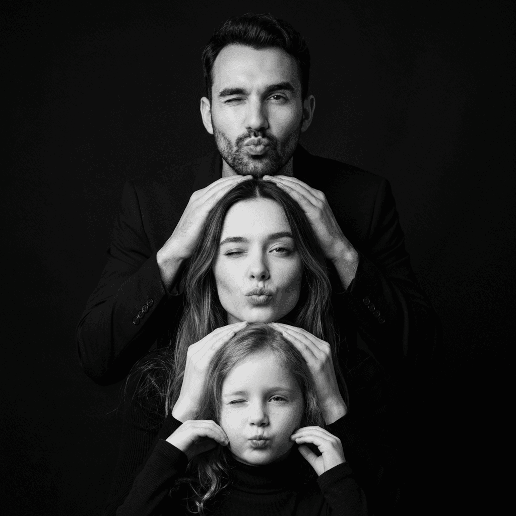 Семейная фотосессия нейросетью — семейные: фото семьи в выбранном стиле по своим фото (в уютном интерьере)