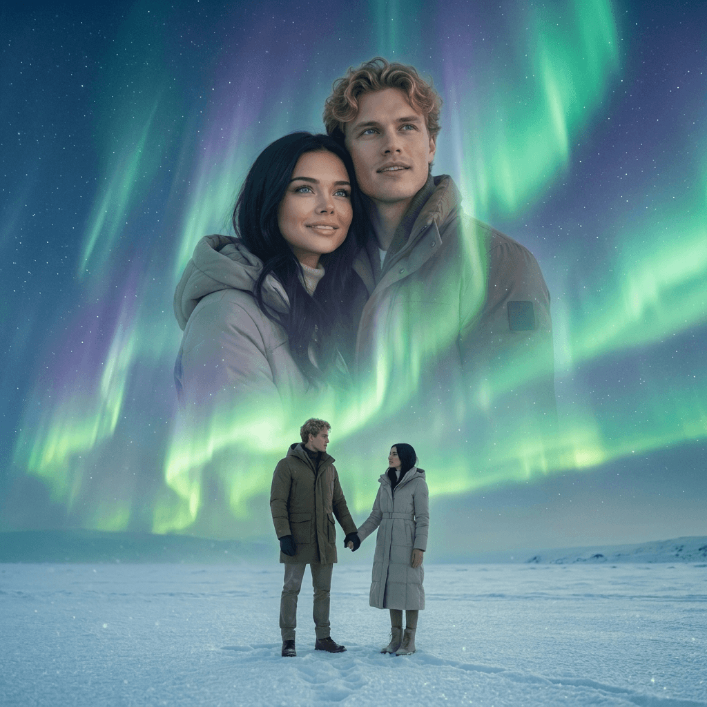Love-story фотосессия нейросетью — love-story: романтичный кадр пары по двум селфи (в нежной цветовой гамме)