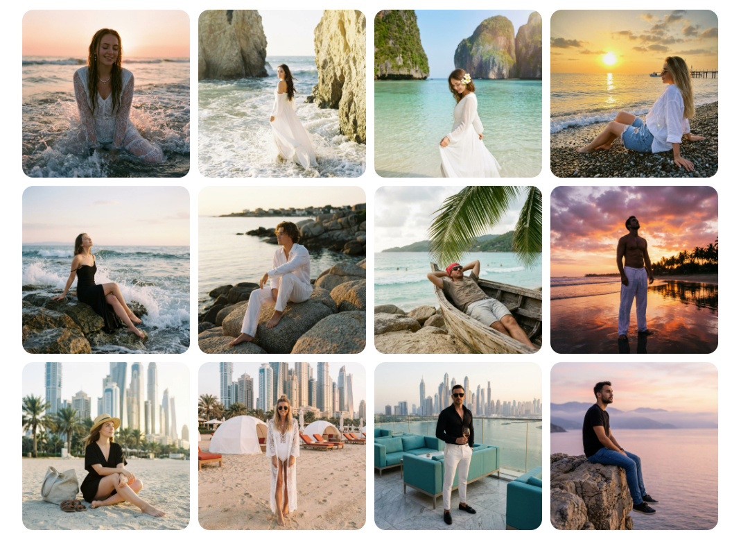 Каталог идей для нейрофотосессии — шесть портретов одного человека в разных стилях