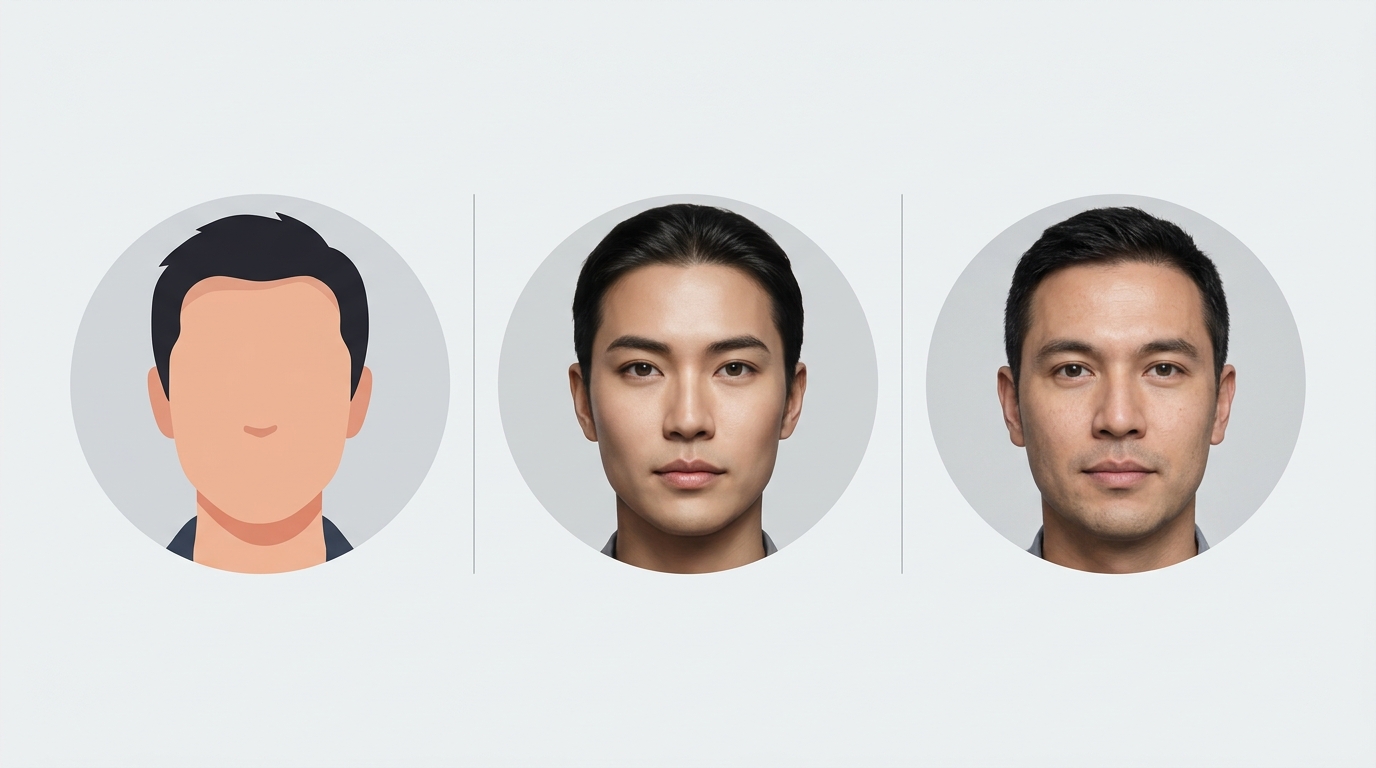 Три типа аватарок от нейросети: стилизованная, синтетическая и реалистичная с сохранением лица